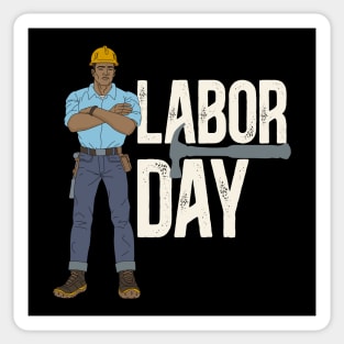 Labor Day Construction worker white txt Sticker